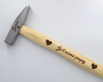 Personalisierter Hammer | Lasergravur | kleiner Hammer | Papa, Opa, Handwerker | doppelte Personalisierung | Männergeschenk