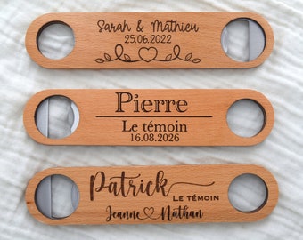 Ouvre-bouteille personnalisé en bois et métal | cadeaux homme | cadeau mariage | cadeaux invités, mariage, baptême| cadeau en bois naturel