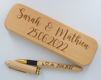 Penna a sfera in legno personalizzata con scatola | Penna stilografica personalizzata | legno di faggio