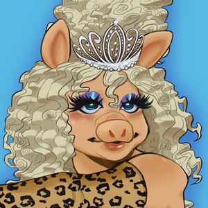 Miss Piggy Roan – wydruk artystyczny inspirowany Muppetami i Chappell Roan