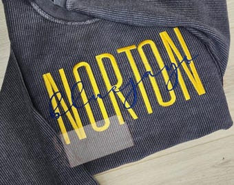 CUSTOM Corded Crewneck//Custom Mascot Sweater// Embroidered Corded Sweater