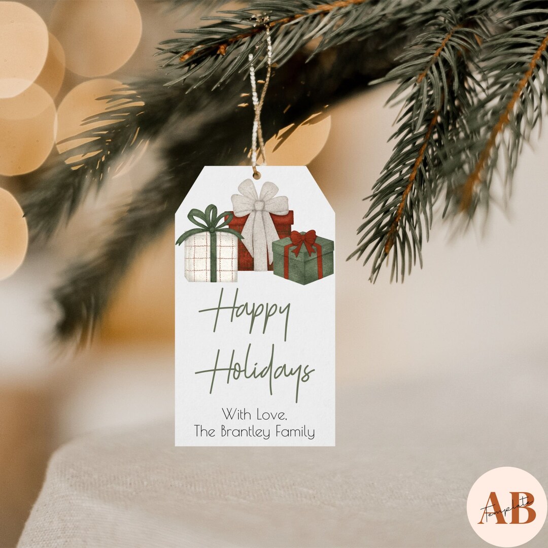 Personalized Happy Holiday Gift Tag Template, Edit Online in Templett ...