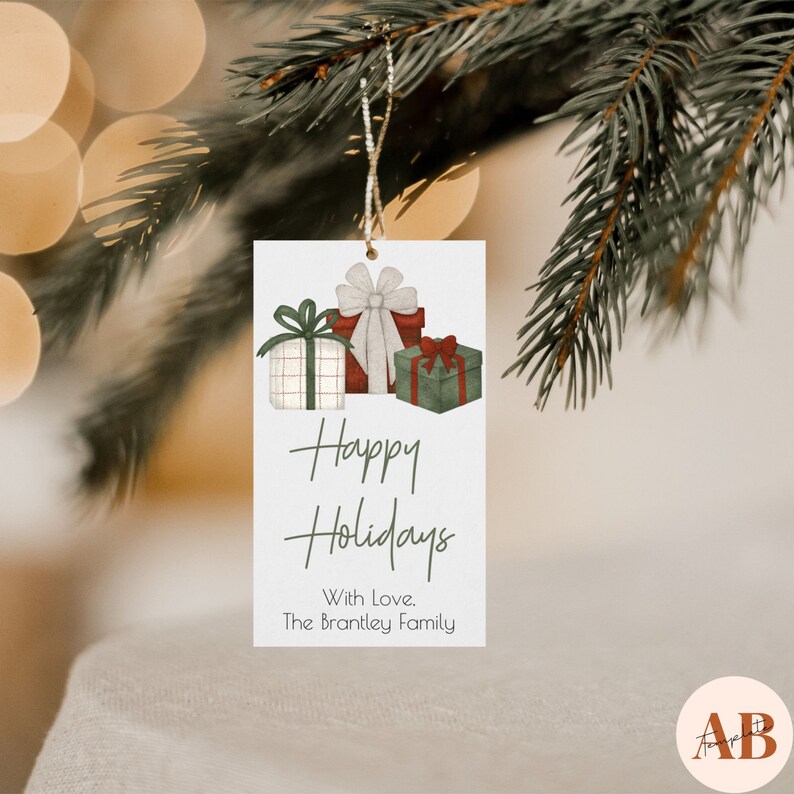 Personalized Happy Holiday Gift Tag Template, Edit Online in Templett ...