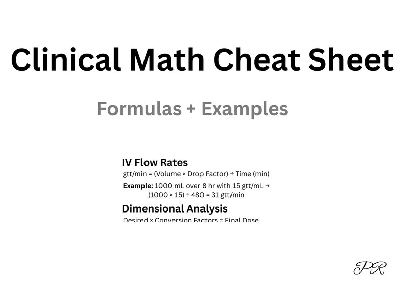 Dimensional Analysis Iv Math Problems Nursing Math Cheat Sheet | Dosage Calculations, IV Flow Rates ...