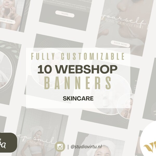 Skincare Webshop Banners | 10 Customizable Web Banners for Shopify | E-Commerce | Shop & Website  - Studio VIRTÙ