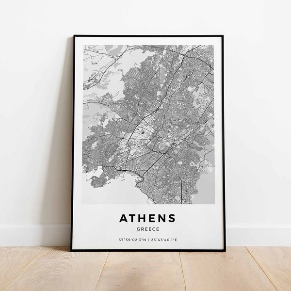 Athens Map Poster | City Map Print | Athens Greece Wall Art | Home Decor | Minimalistic Style