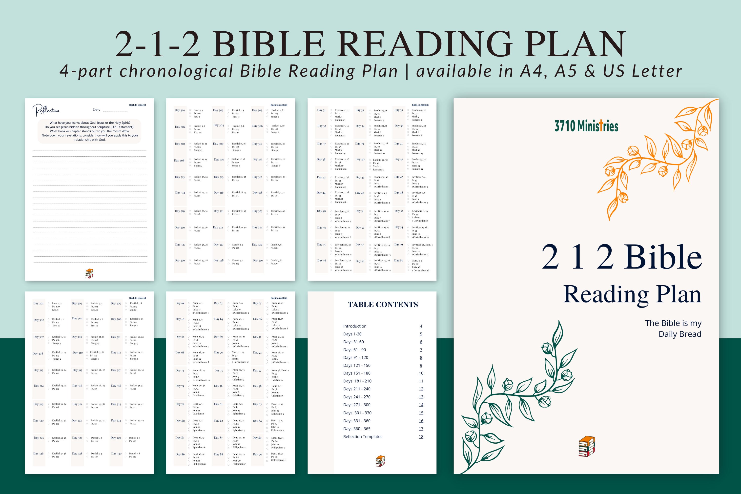 Bible Reading Tracker Printable Bundle, 2 1 2 Bible Plan, Bible Reading ...