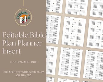 Editable Bible Plan Planner Insert: A5, Half Letter (Digital Download)