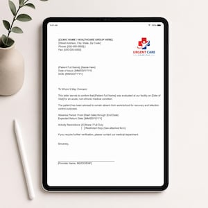 Editable Doctors Note for Work Return to Work Medical Excuse Form Template
