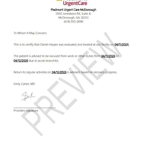 Customized Urgent Care Doctor’s Note | Same Day Medical Excuse (PDF)