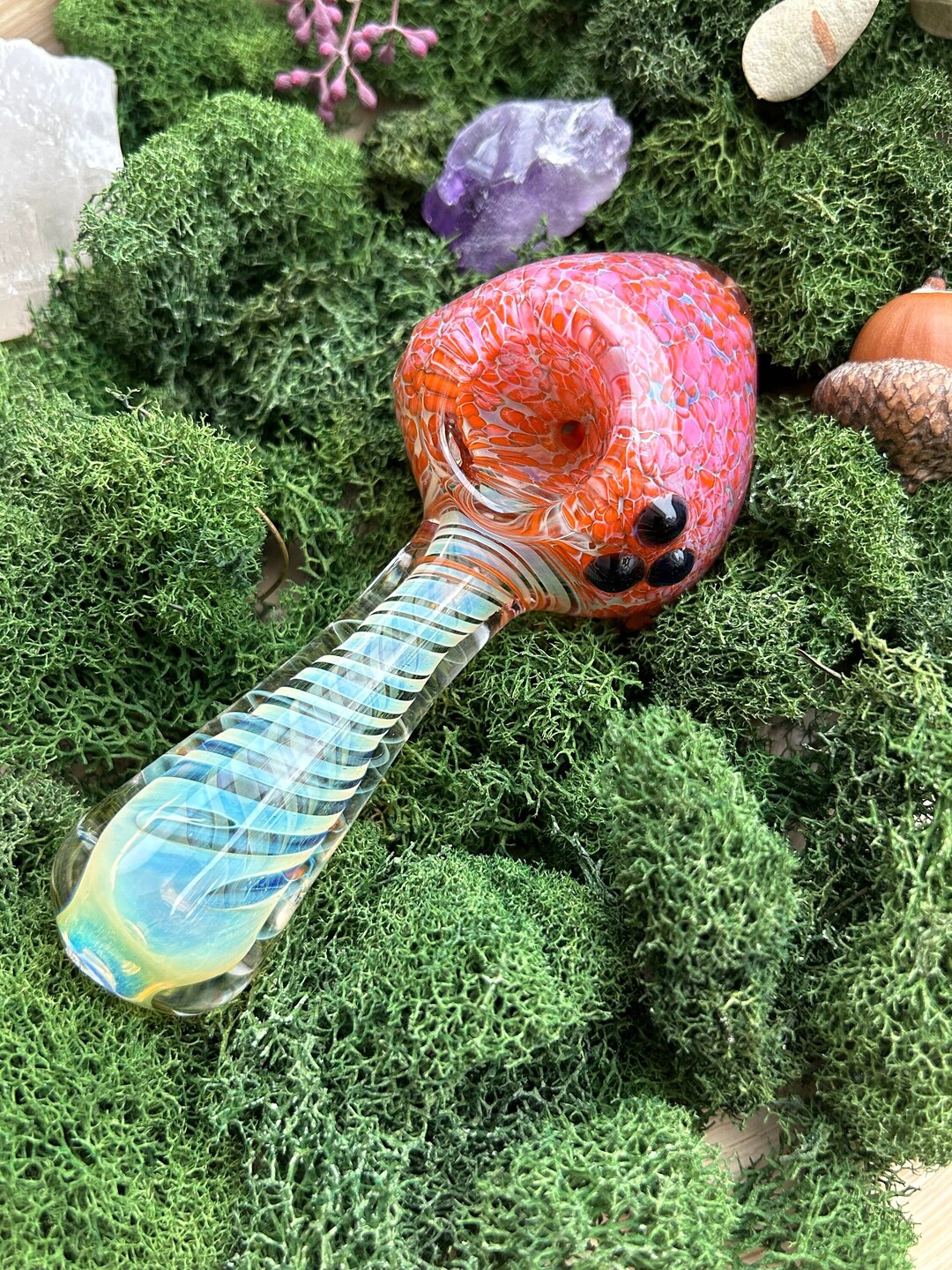 Handmade Blue Mushroom Glass Pipe for Whimsical Smokingpink Etsy