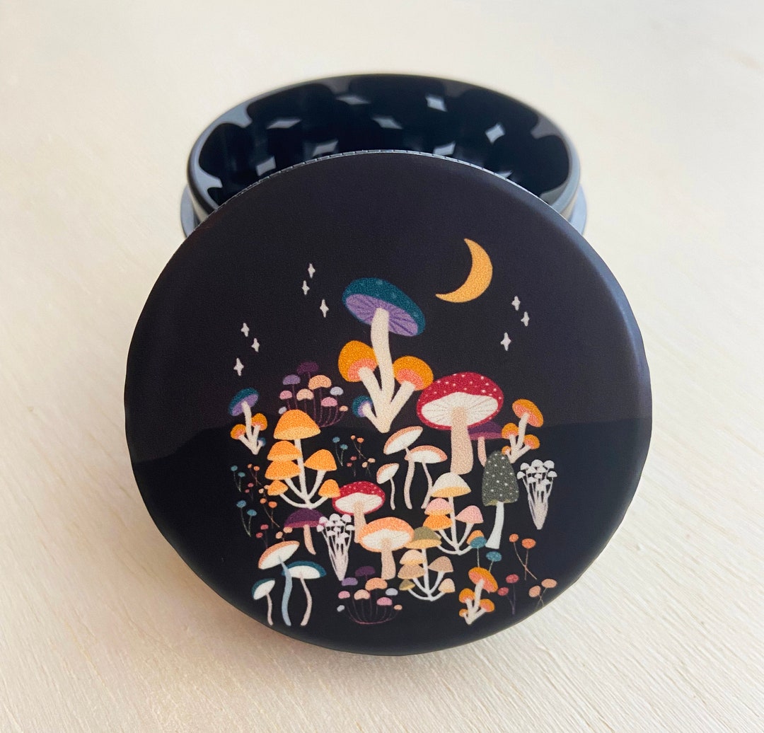 Herb Grinder Night Mushrooms 4piece Girly Gift Spice & Tobacco Grinder