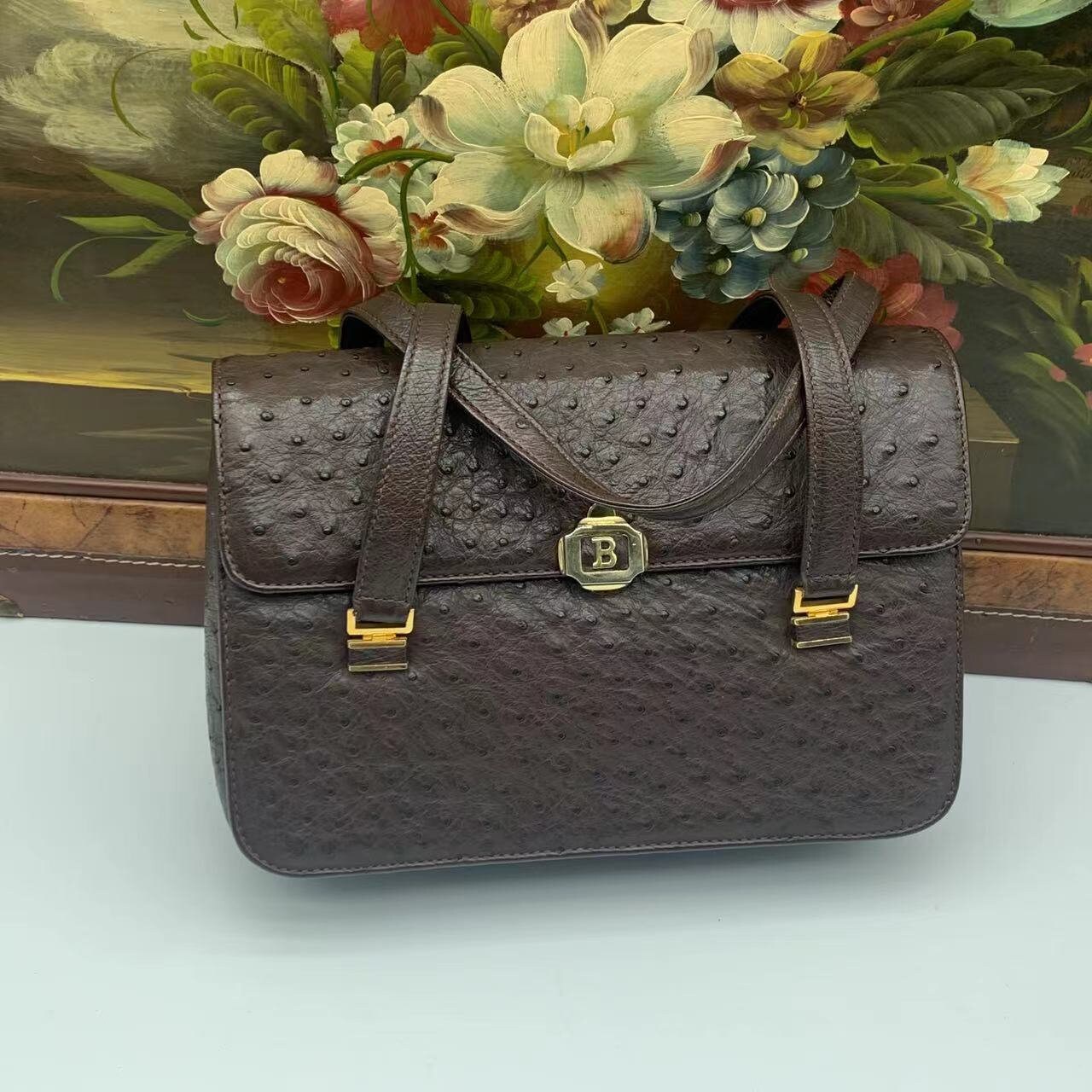 Buy BALLY VINTAGE 100 Authentic Genuine Top Handle Ostrich
