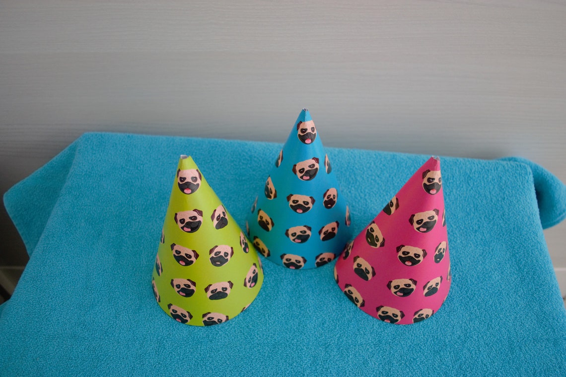Printable Hat- Pug Dog Party Hats, Pug Dog, Party Ideas, Theme Birthday ...