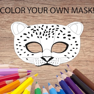 Coloring leopard mask Masquerade mask Cosplay mask Popular printables Educational activity Educational printables Custom mask