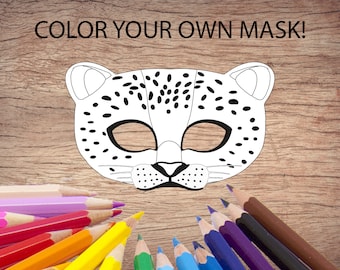 Coloring leopard mask Masquerade mask Cosplay mask Popular printables Educational activity Educational printables Custom mask