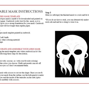 Peut inclure: Instructions imprimables pour la fabrication d'un masque de poulpe. Les instructions comprennent une liste des mat&eacute;riaux n&eacute;cessaires, tels que du carton, des ciseaux et de la colle. Les instructions comprennent &eacute;galement des &eacute;tapes sur la fa&ccedil;on de colorier, de d&eacute;couper et d'assembler le masque. L'image comprend &eacute;galement un contour noir et blanc du masque de poulpe.
