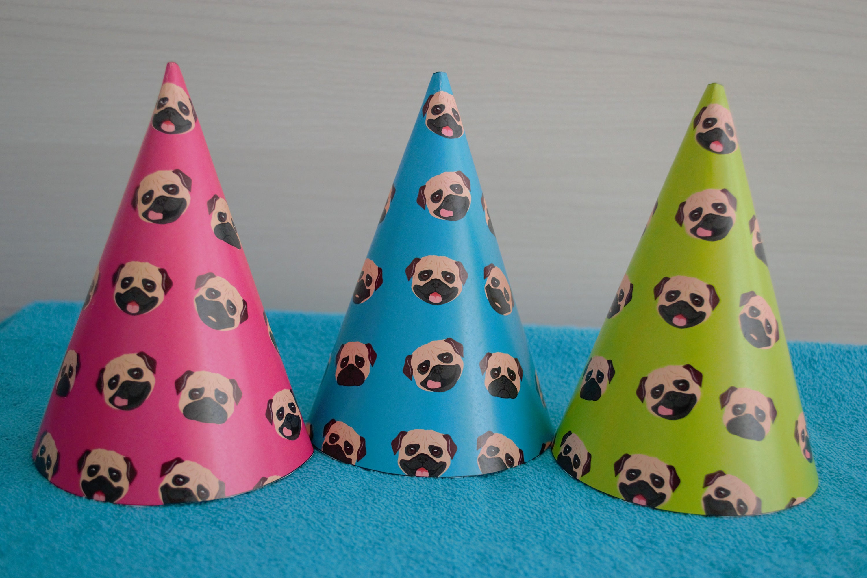 Printable Hat Pug Dog Party Hats, Pug Dog, Party Ideas, Theme Birthday ...