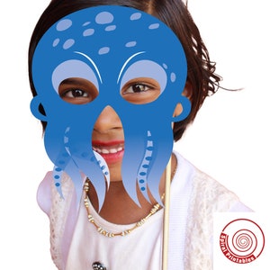 Octopus mask , Octopus party favors , Masquerade mask , Cosplay mask , Halloween mask , Educational printables , Educational activity