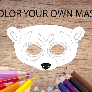Loris coloring printable Mask -Coloring, printable, digital, party, birthday, Christmas, cheap, children.
