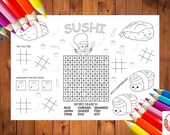 Coloring placemat Popular printables Educational activity Educational printables Educational activities Sunday funday Sushi gifts