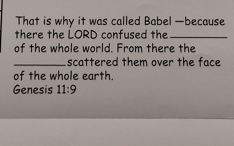 Tischset zum Ausmalen Turmbau zu Babel Lernausdrucke Homeschool-Arbeitsblätter Bibelstudium Bibelgeschichten Wortsuche Bild 3
