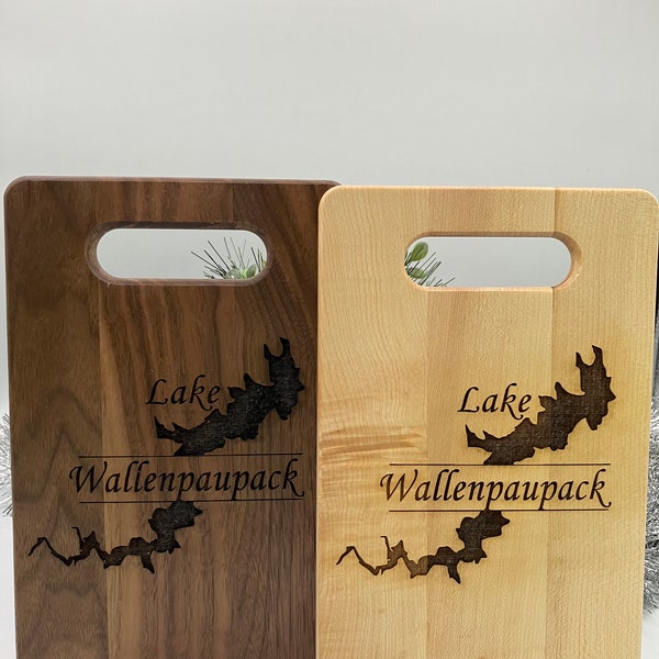 Lake Wallenpaupack cutting boards maple, walnut 9x6