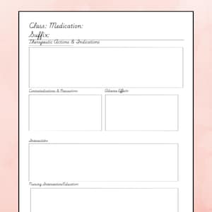 Pharmacology Template|Pharmacology Notes|Medication Study Guide|Nursing Study Guide|Pharmacology Study Guide