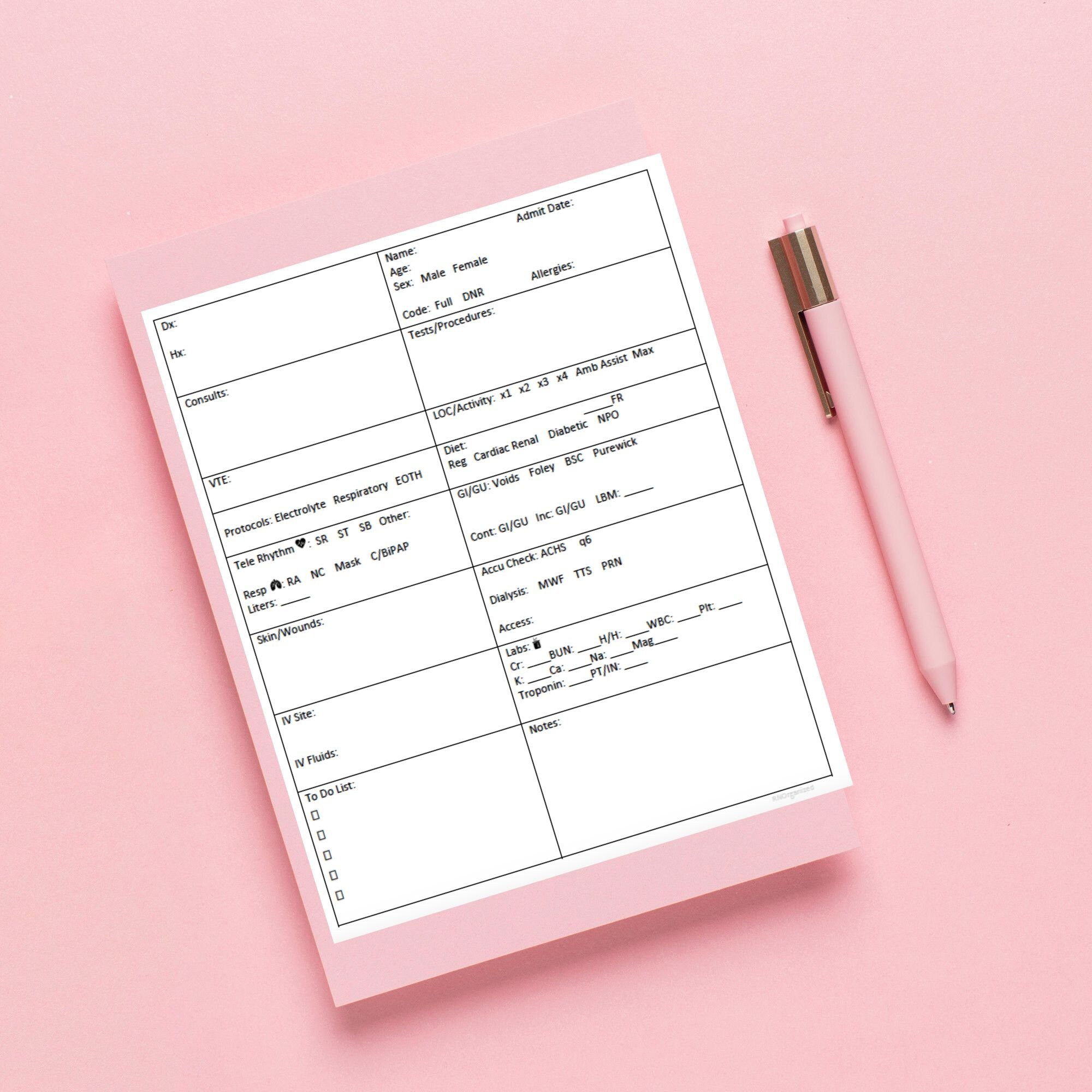 Med Surg Report Sheet Printable Nurse Report Sheet Med Surg - Etsy