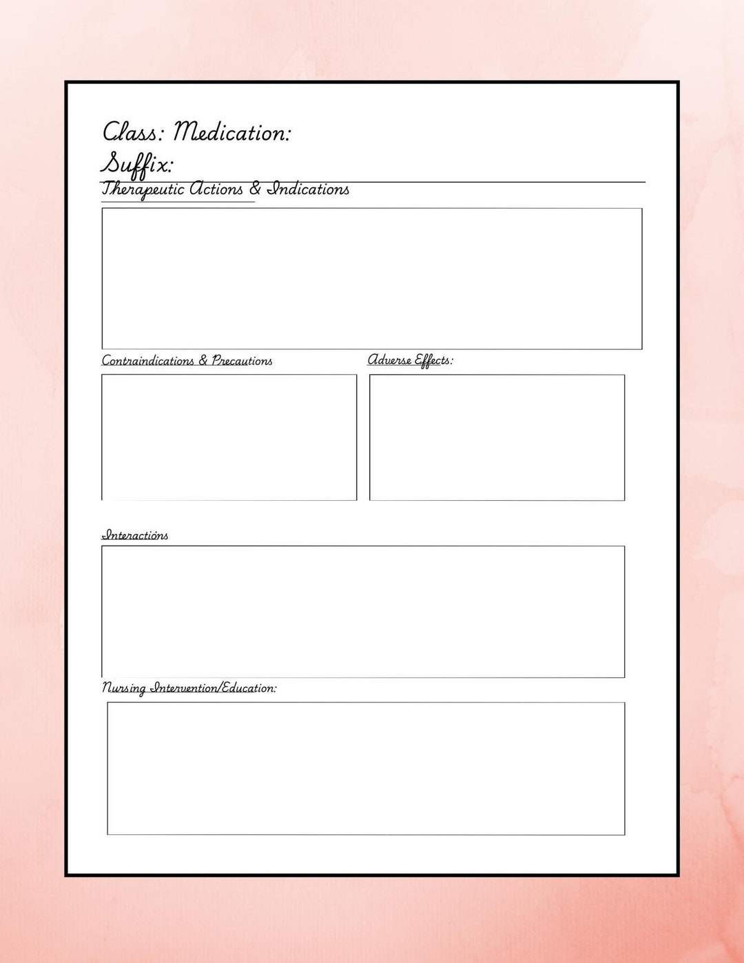 Pharmacology Study Guide Template: Nursing Medication Notes (PDF ...