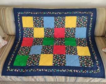 Space Ship Themed Child's Patchwork Quilt