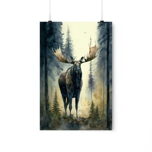 Nursery decor woodland, moose summer wall art, tree nursery decor, adventure theme nursery, forest, sage green, beige, woodland animals