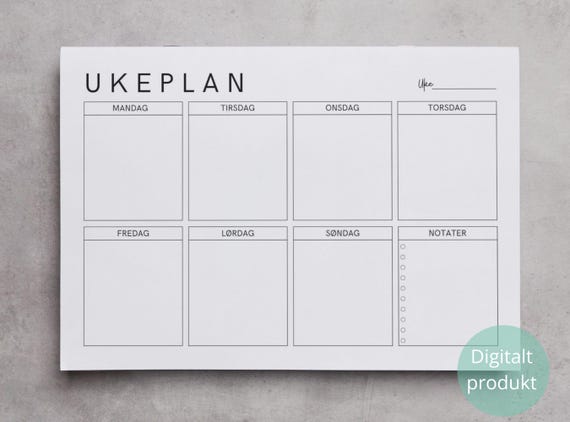 Enkel Ukeplan