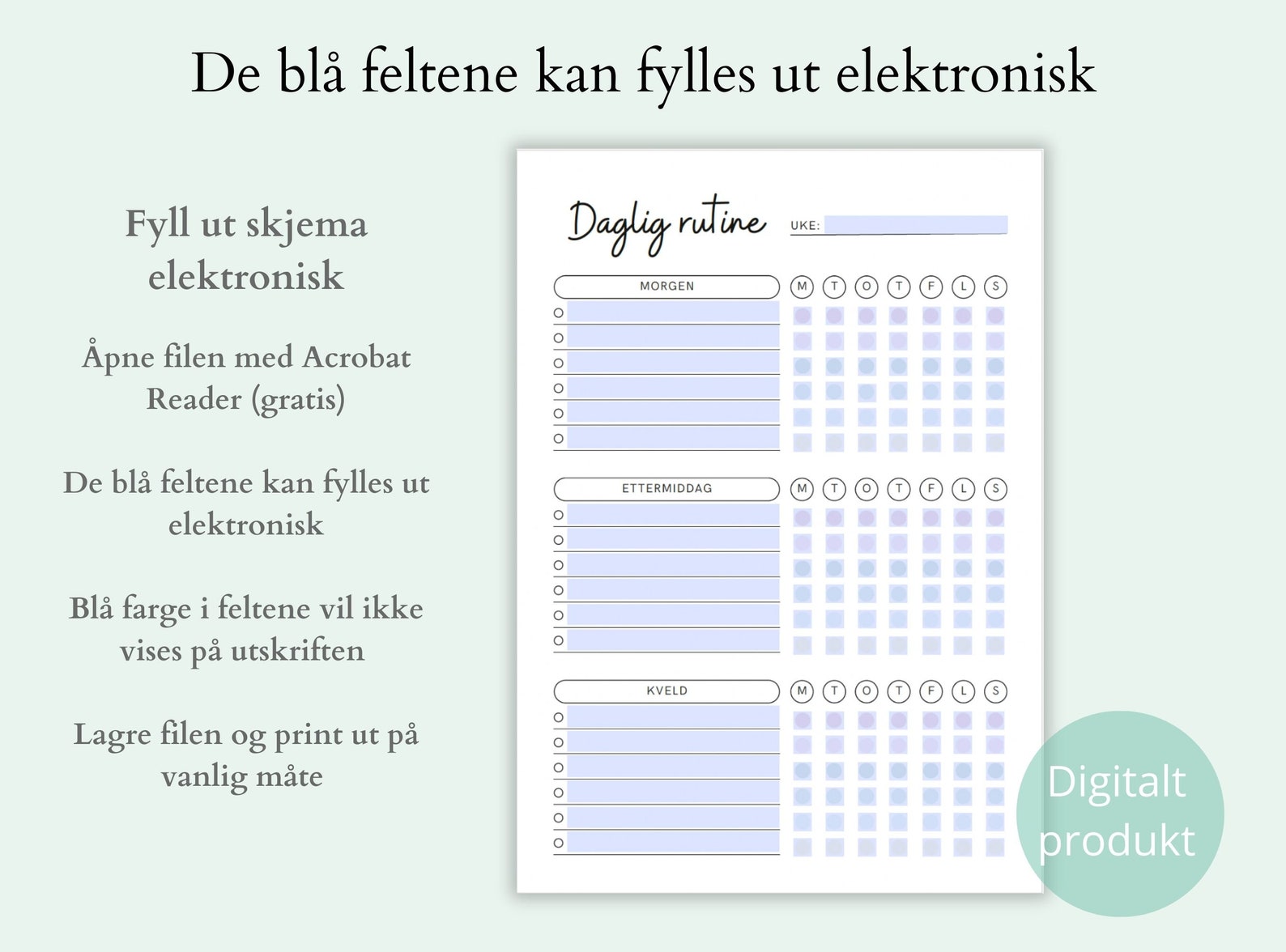 Skjema for Daglige Rutiner, Sjekkliste, Morgenrutiner - Etsy
