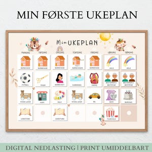 Min første kalender, visuell ukeplan para granero