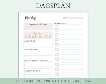 DAGSPLAN, Kalender,  Daglig To Do List