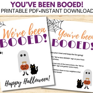 Jij bent uitgejouwd, wij zijn uitgejouwd, Halloween-buurtspel, Halloween-gejoel-bord en instructieset, afdrukbare Instant Download