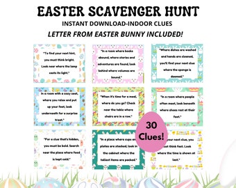 Easter Scavenger Hunt For Kids, Indoor Easter Game, Treasure Hunt Clues, Easter Hunt Clues, Easter Egg Hunt, Kids Easter Activities