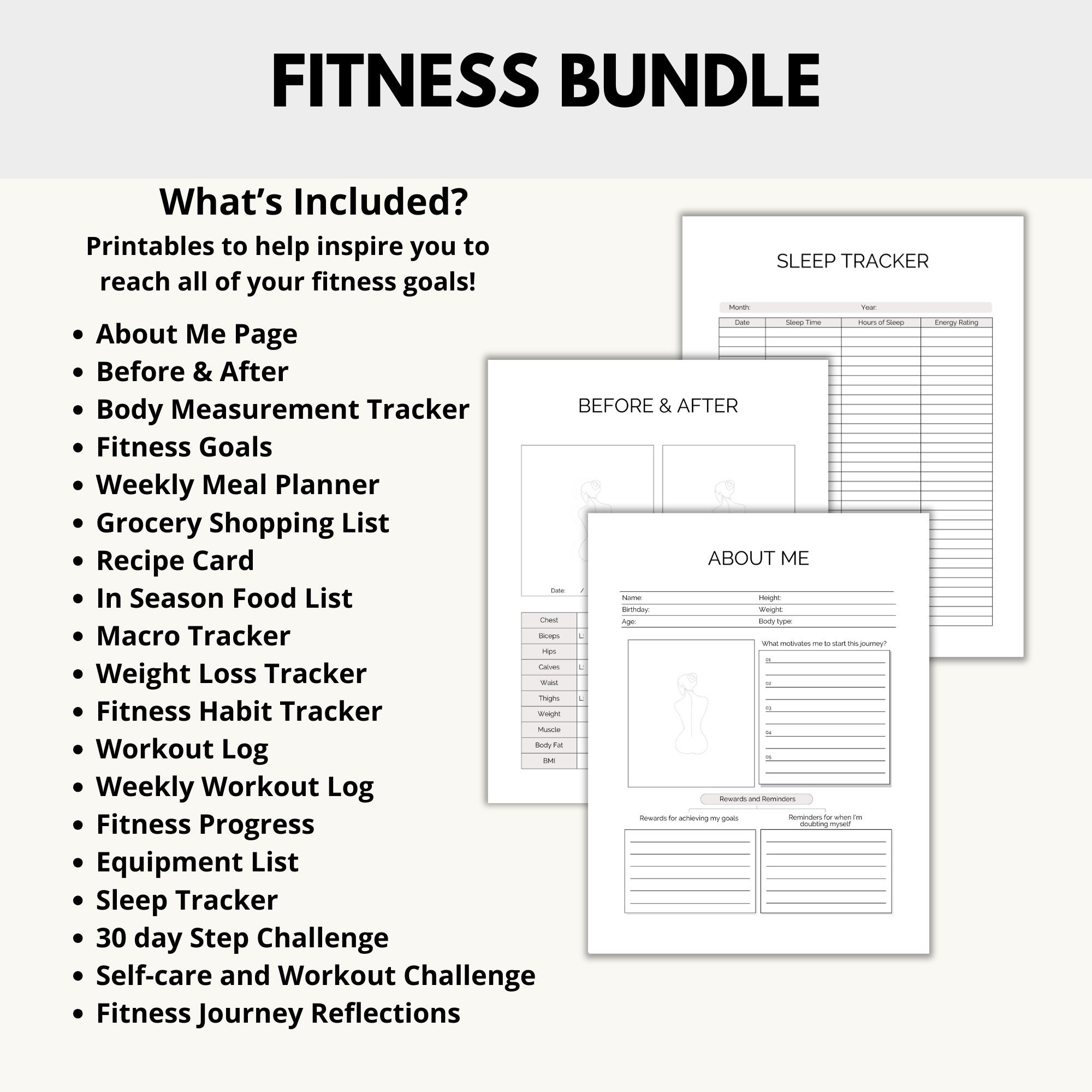 Weight Loss Tracker Printable, Meal Planning and Fitness Journal, Daily ...