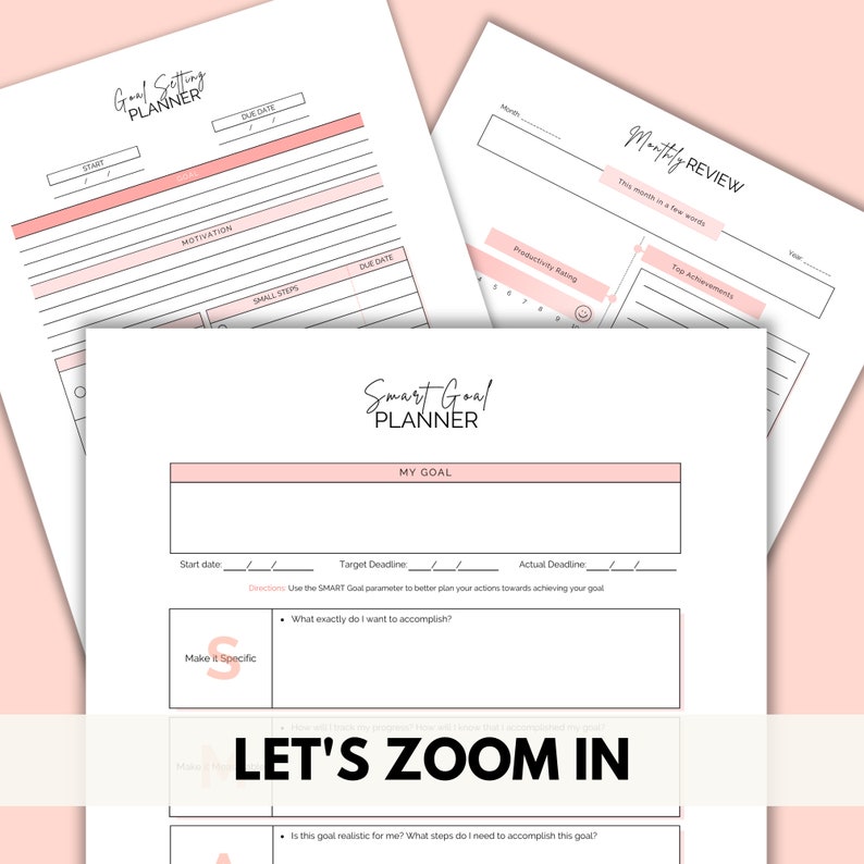 Goal Zoomed In Goal Planner Printable, Goal Setting, Personal Planner, Personal Goal ...