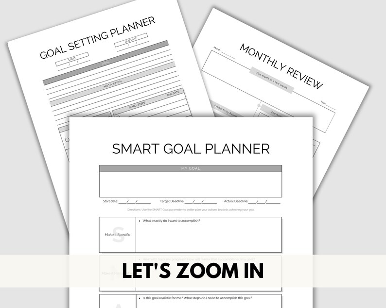 Goal Zoomed In Goal Planner Printable Bundle, Quarterly Monthly Yearly Goals (PDF) - Etsy