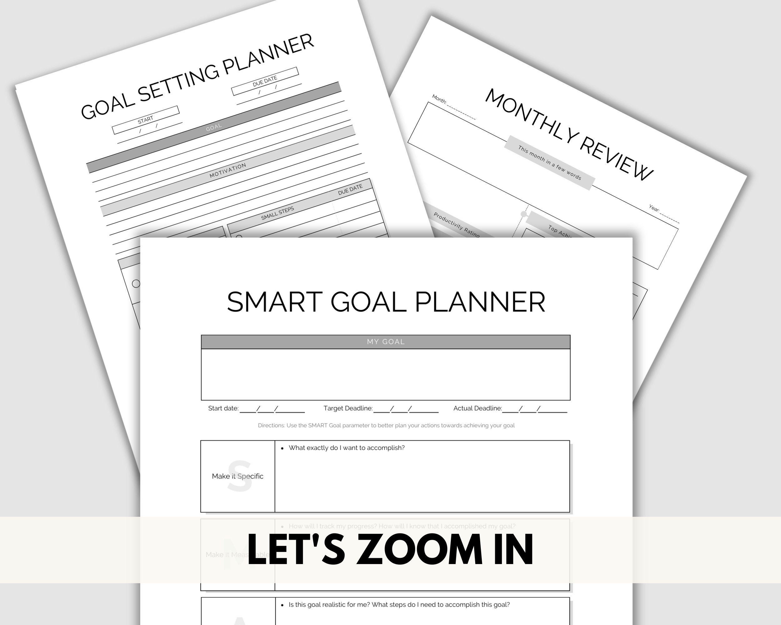 Goal Planner Printable, Quarterly Goal Planner Printable, Goal Setting Plan, 3 Month Planner ...