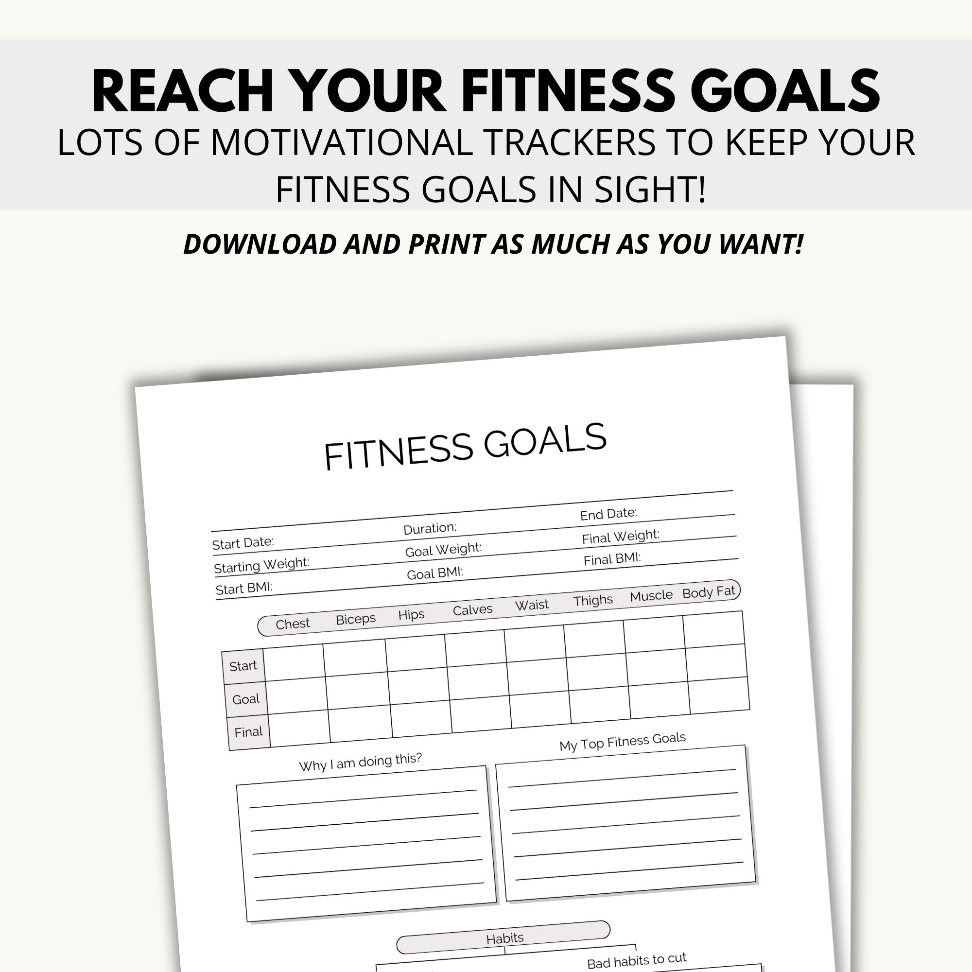 Weight Loss Tracker Printable, Meal Planning and Fitness Journal, Daily ...