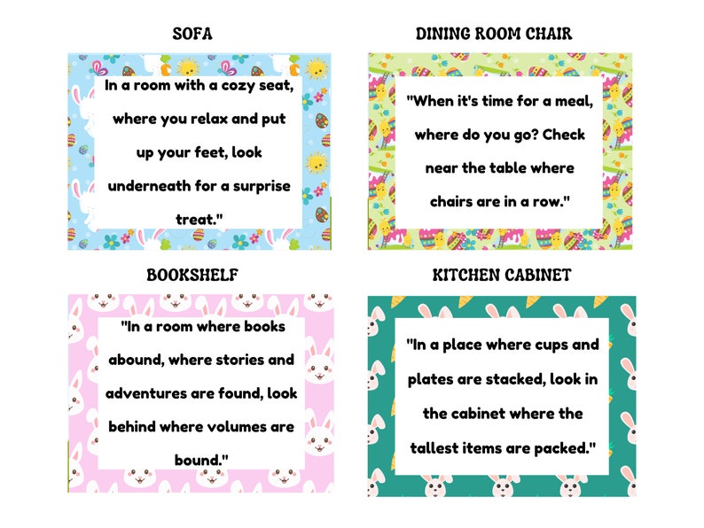Chasse au trésor de Pâques pour les enfants, Jeu de Pâques en salle, Indices de chasse au trésor, Indices de chasse de Pâques, Chasse aux œufs de Pâques, Activités de Pâques pour les enfants image 2