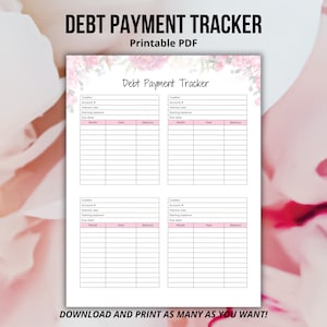 Debt Payment Tracker Printable, Debt Tracker Printable, Debt Snowball Tracker, Debt Payoff Log, Money Planner, Budget Planner PDF, Floral