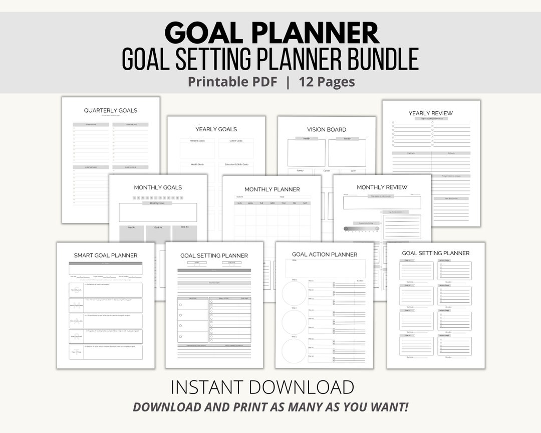Goal Planner Printable, Quarterly Goal Planner Printable, Goal Setting Plan, 3 Month Planner ...