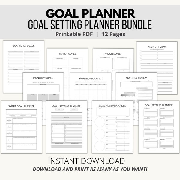 Goal Planner Printable, Quarterly Goal Planner Printable, Goal Setting Plan, 3 Month Planner, Productivity Planner