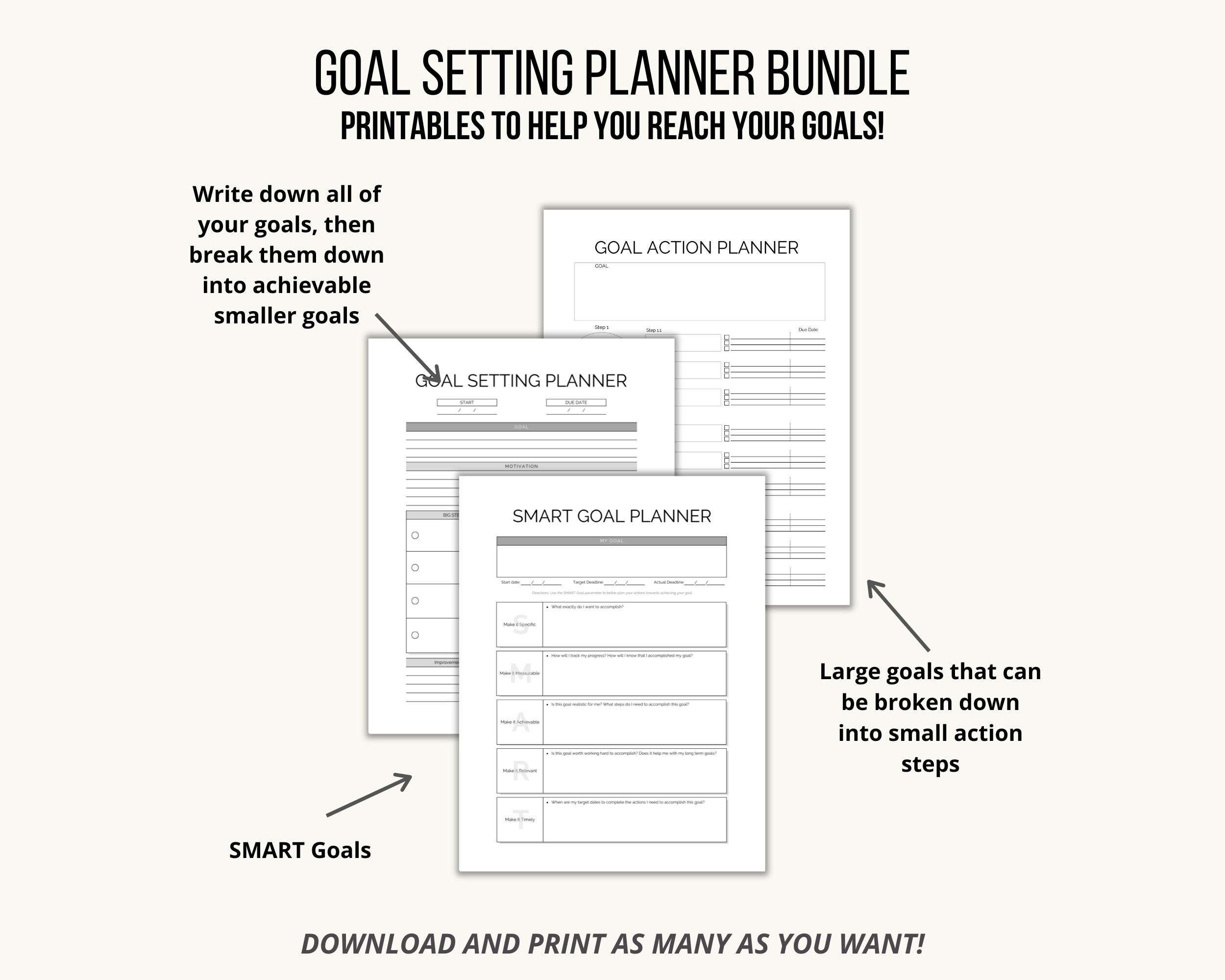 Goal Planner Printable, Quarterly Goal Planner Printable, Goal Setting Plan, 3 Month Planner ...