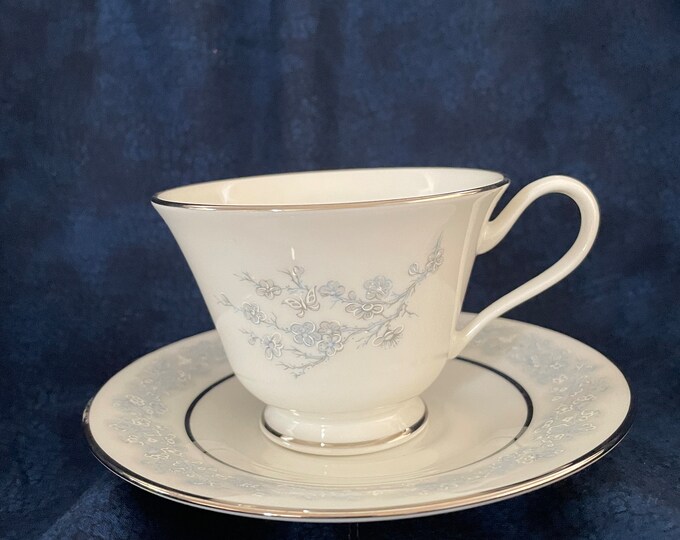 Footed Tea Cup and Saucer of Oxford Bone China a Division of Lenox in