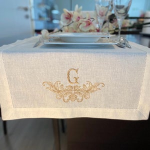 Table Monogrames Monogrammed Table Runner | Wedding Gift | Linen Table Runner - Etsy